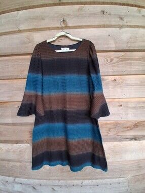 Sandra Darren Shift Sweater Dress Bell Sleeves